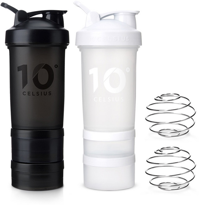 10도씨 블렌딩 쉐이커 보틀 링크 2종 세트, 화이트 + 블랙, 450ml, 1세트