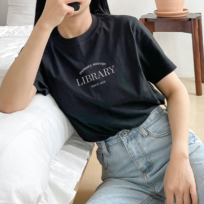 험블스튜디오 여성용 통기성 레터링 얇은 반팔 티셔츠 32수 KK_158_083