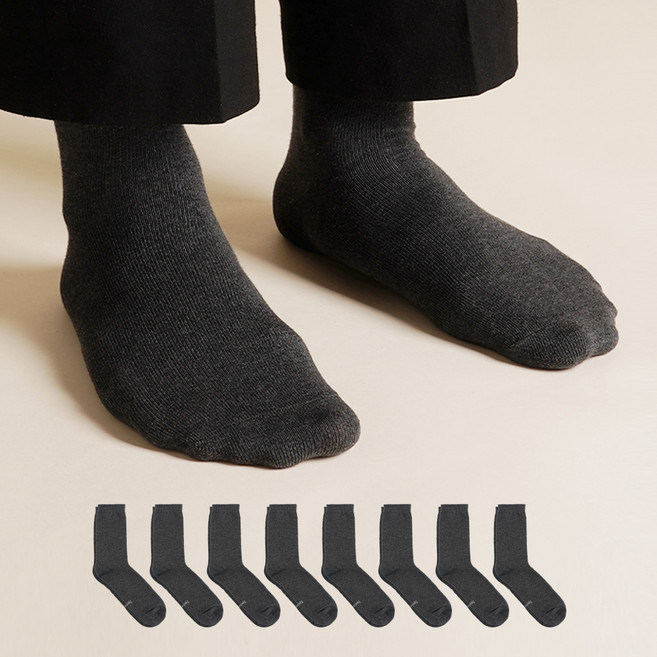 삭피엔스 남성용 빅사이즈 데오프리 42g 톡톡한 무지 장목 양말 8켤레