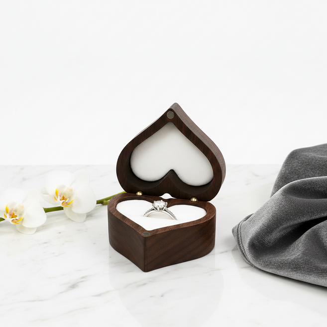 조인메이드 하트 원목 1인용 반지 케이스