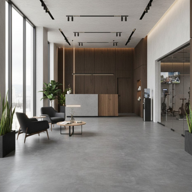 이씨코리아 프리미엄 콘크리트 패턴 바닥 데코타일 600 x 600 x 3 mm EW026, 그레이, 9개