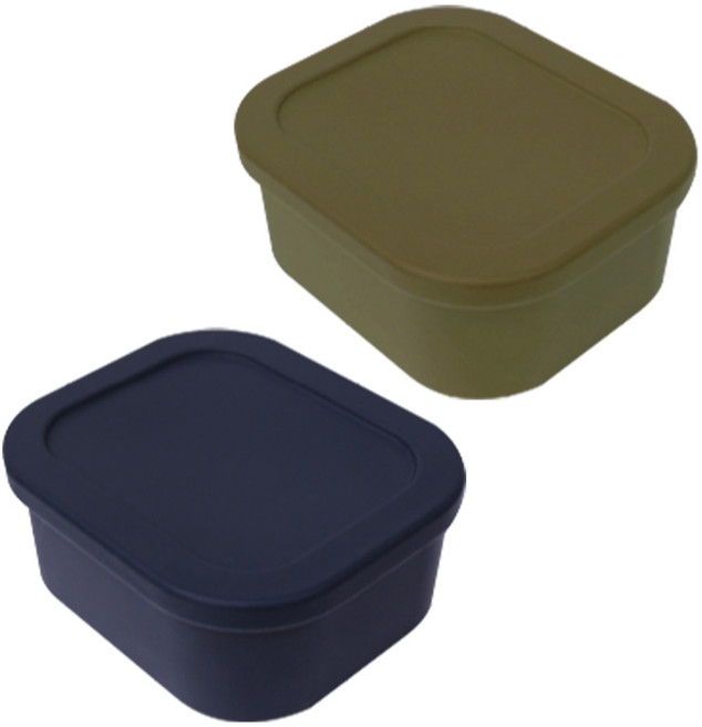 YOUHOUSE 삶아 쓰는 실리콘 밀폐용기 500ml, 2개, 다크그린 + 올리브