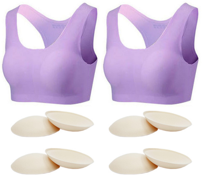 솔레일 여아용 심리스 누디라인 와이형 이너 브라 2p + 패드 4p 세트