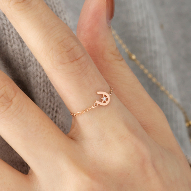 새미쥬얼리 여성용 14K 위시 말발굽 체인반지 + 쇼핑백