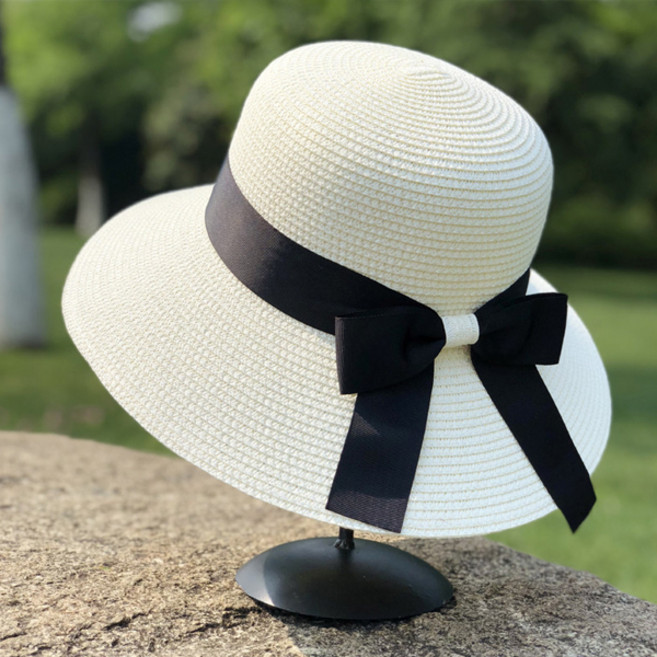 선빛 여성용 마르 리본 바다 물놀이 밀짚모자
