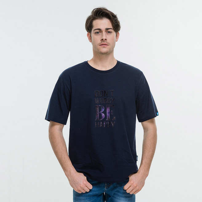 진마니아 남녀공용 돈 워리 비 해피 라운드넥 반팔티 CS2T25