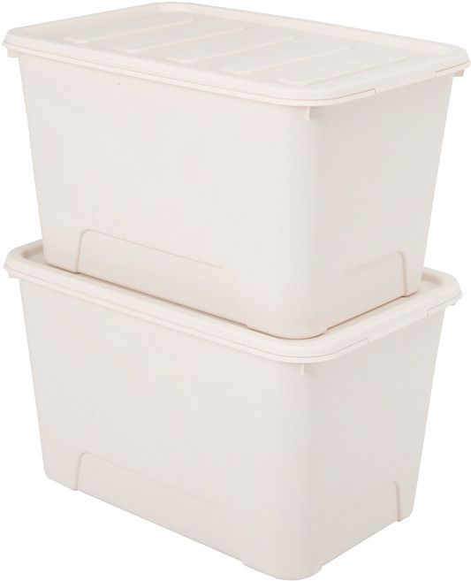 KAZT 馬卡龍系列 收納箱 72L, 象牙白色, 2個