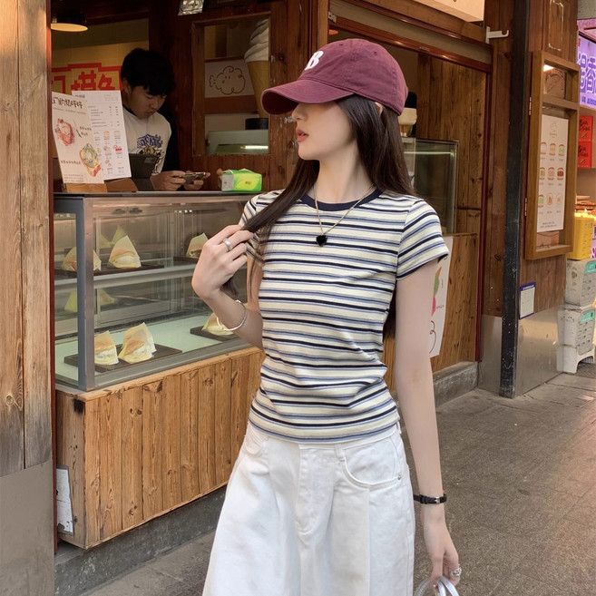 디멜디 여성용 슬림핏 베이직 데일리 활동편한 반팔티셔츠