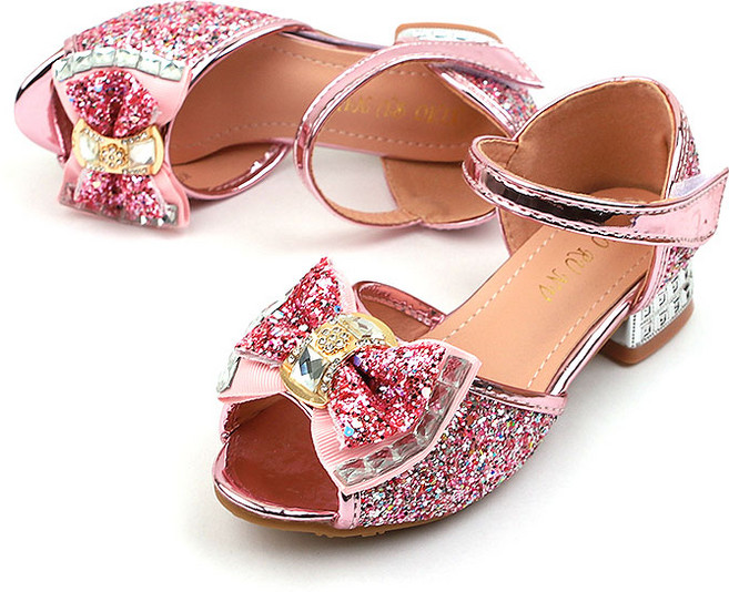 루루슈 여아용 리본공주 보석 굽 샌들