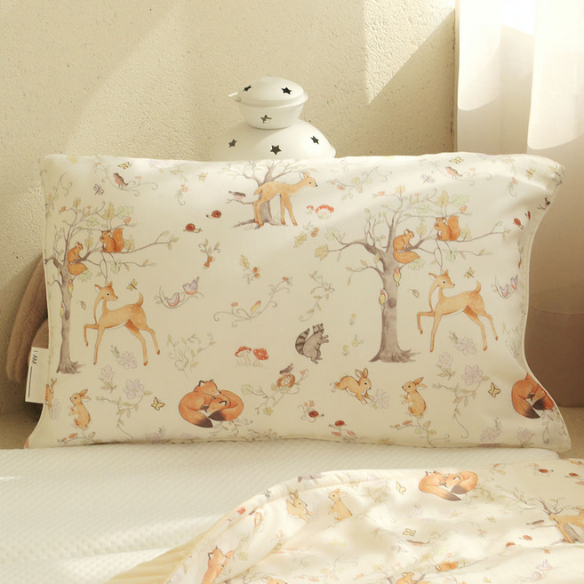 히요코베이비 모달 듀라론 양면 베개 솜포함 베개커버, 숲속의밤비