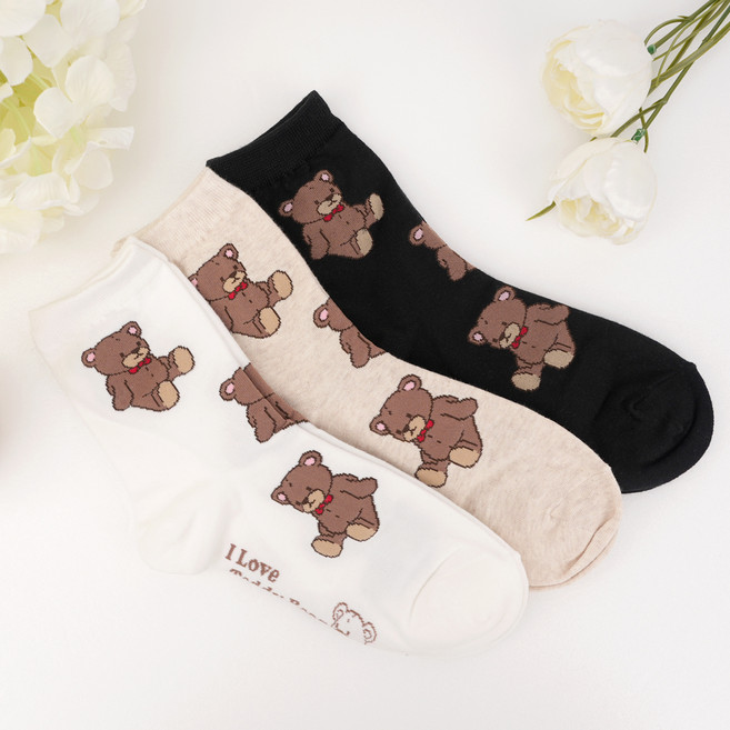 박군 여성용 애니멀 양말 3켤레 세트