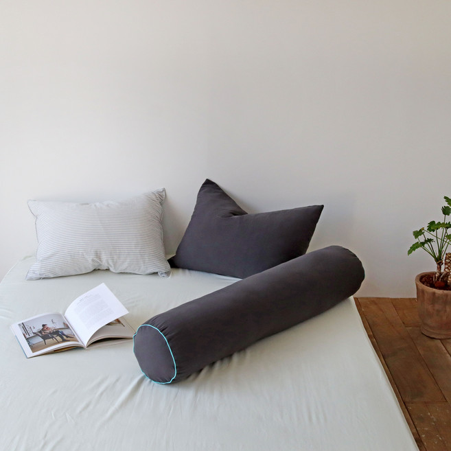 누블 모찌 피치스킨 원형 롱쿠션 바디필로우 커버, 차콜