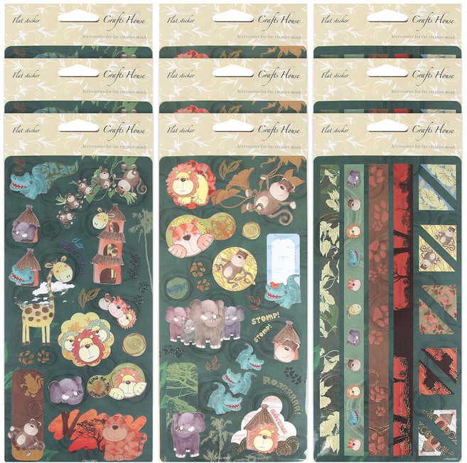 데어리즈 다꾸 일러스트 동물 친구들 펄 스티커, 랜덤발송, 9개