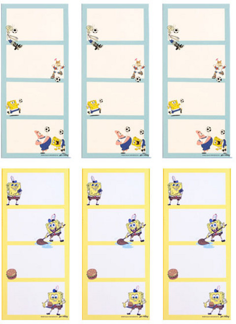 스폰지밥 루카랩 네 컷 메모지 2종 3p 세트 C, 축구 + 집게리아, 1세트
