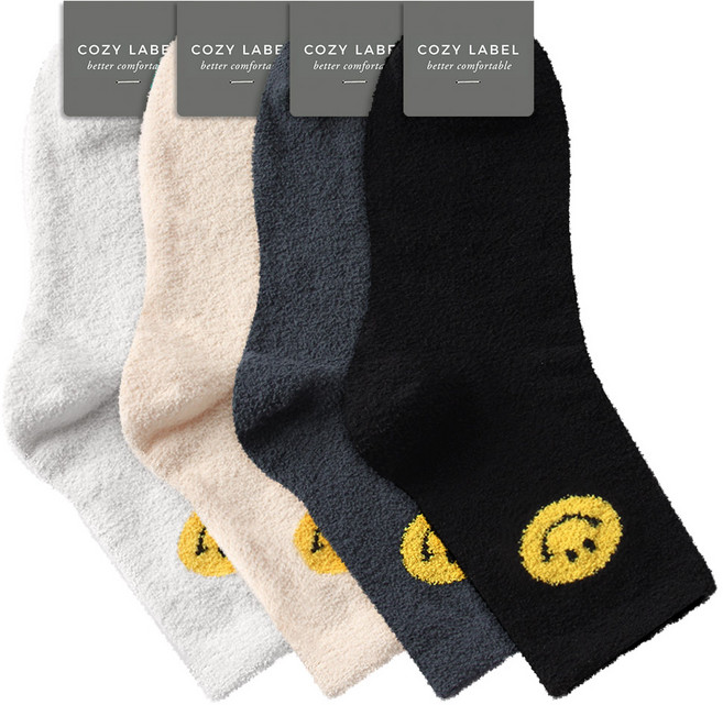 코지라벨 남성용 해피스마일 수면양말 4켤레 세트