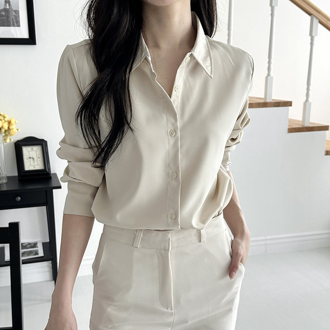 라라온 카라넥 베이직 링클프리 긴팔 블라우스 셔츠 TSP2866