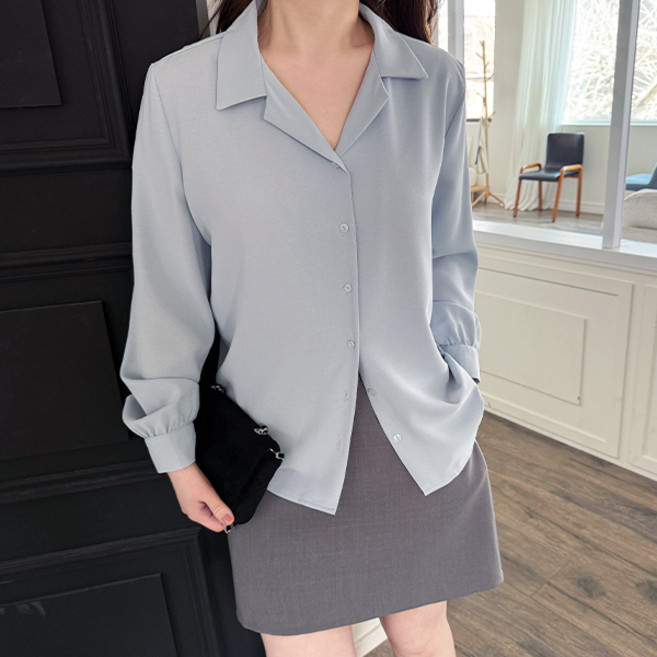 이블렛by제이스타일 빅사이즈 퓨엔즈 오픈 카라 블라우스