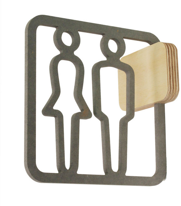 해피툴 파스텔 돌출 입체 화장실 표지판 그레이, 남, 여, 1개