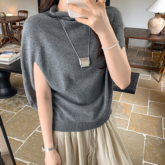 비비에모 여성용 리푸레 하이넥 가오리핏 니트 10912