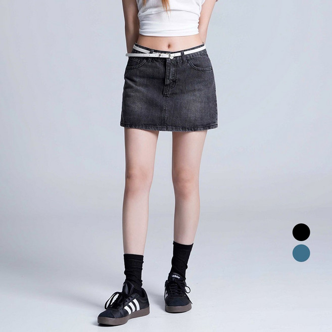 Cotton Closet女款低腰水洗牛仔迷你裙