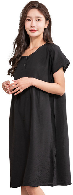 캐리루시 여성용 인견 무지 반팔 원피스