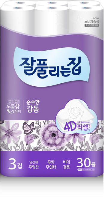 잘풀리는집 감동 3겹 롤화장지, 25m, 30롤, 1개