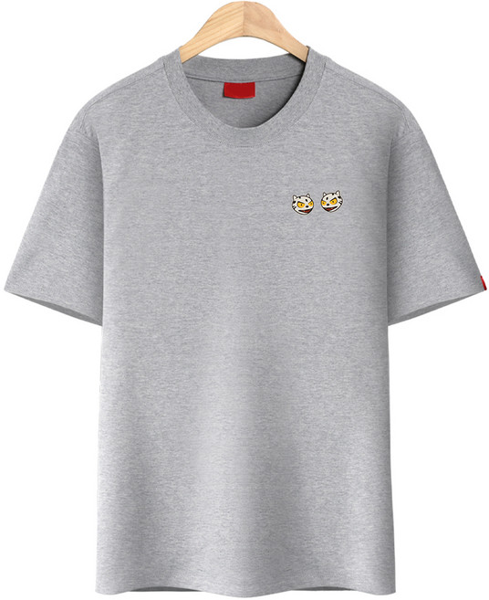 다꾸앙 남성용 통기성 백호나염 라운드넥 반팔 티셔츠 D04DKA_DU2761