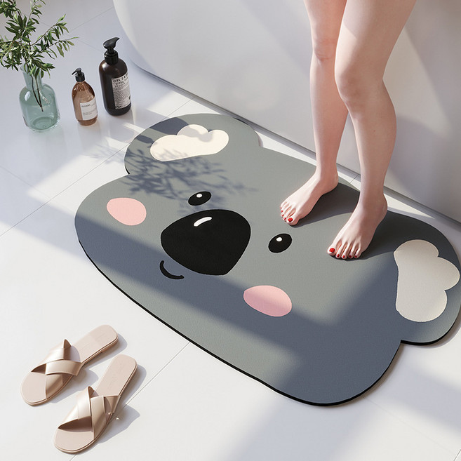 XTER 多用途廚房浴室吸水性珪藻土地墊 可愛K 2入, 混色