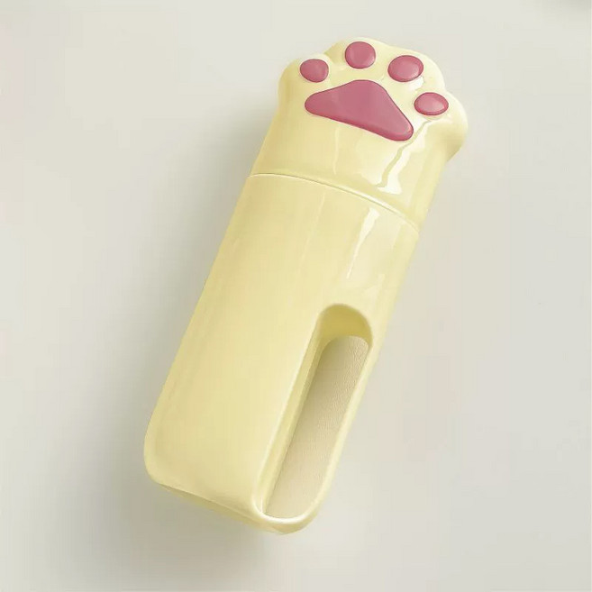 아우라팸 강아지 발바닥 여행용 휴대용 칫솔케이스, 옐로우, 1개