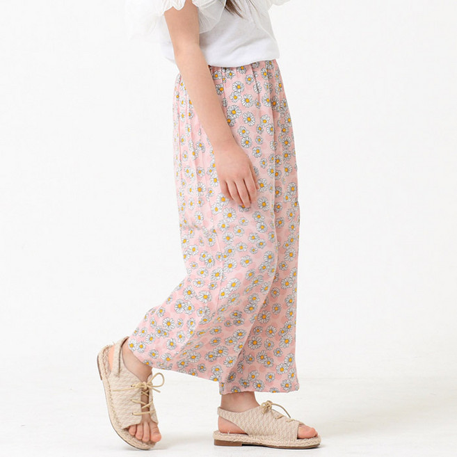 키즈레시피 여아용 냉감 통기성 들꽃 아이스 팬츠