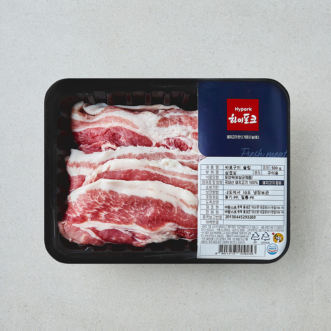 하이포크 바로구이 한돈 슬림 삼겹살 구이용 (냉장), 1개, 500g