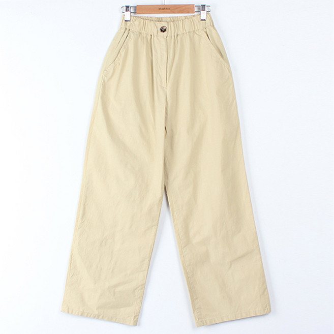 빼빼 여성용 올밴딩 와이드 스판 면팬츠