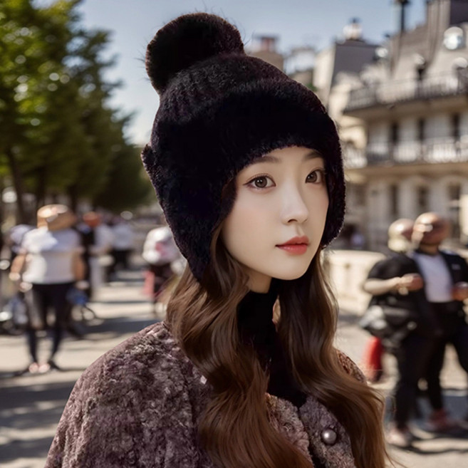 디멜디 여성용 왕방울 귀달이 니트모자