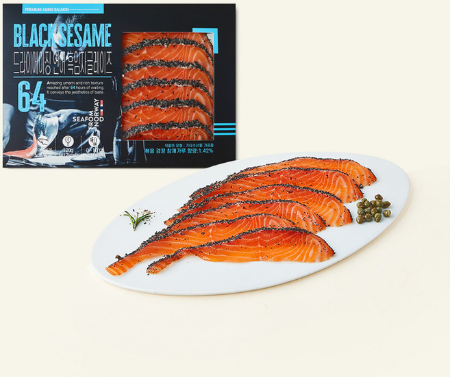 은하수산 프리미엄 드라이에이징 64시간 흑임자 훈제연어 (냉장), 120g, 1개