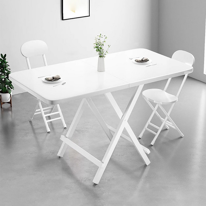 가구느낌 홈접이식 사각 철제 테이블 1200 x 400 mm, 화이트화이트