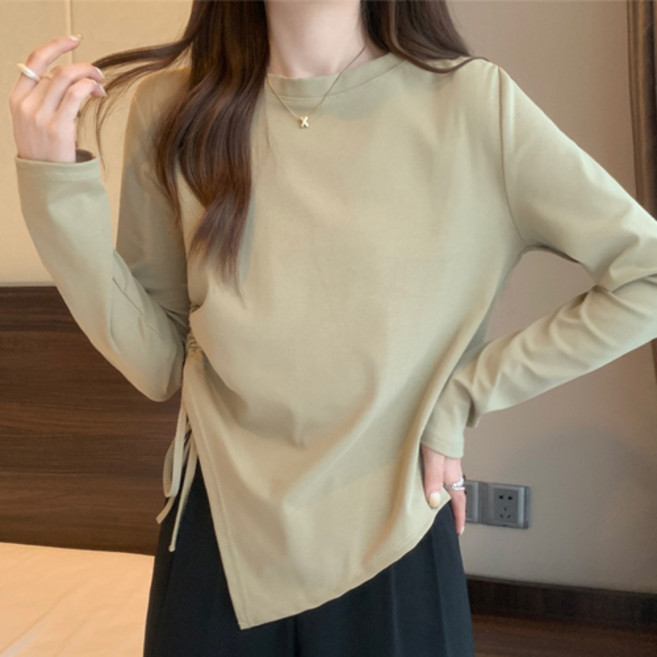 파라다이소 여성용 허리끈 조절 편안한 캐주얼 데일리핏 티셔츠