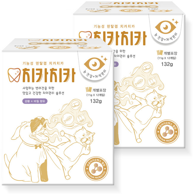 굿데이 강아지 치카치카 덴탈껌, 눈 건강, 132g, 2개
