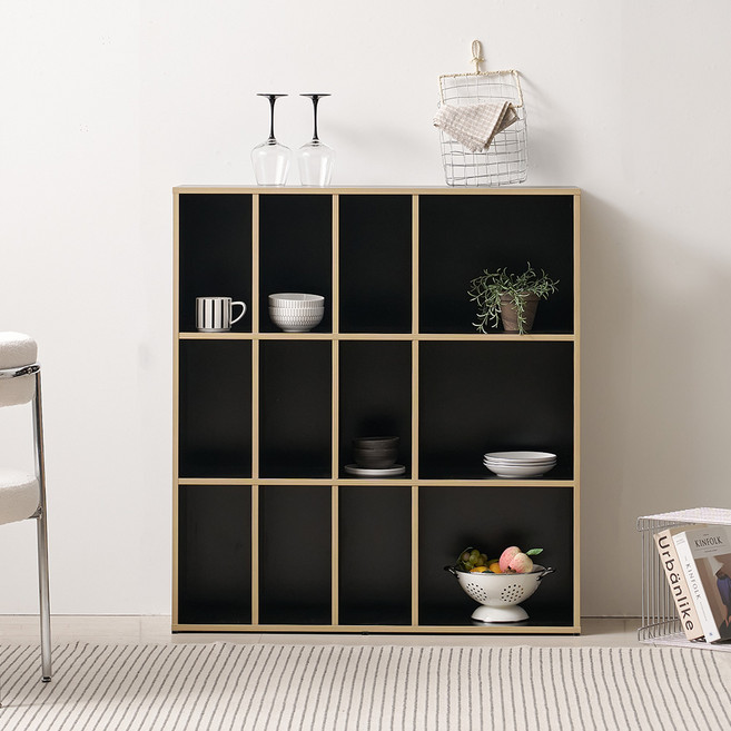 웰퍼니쳐 아동용 쿠비 높은 책장 1000 방문설치, 블랙, 3단