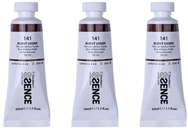 신한에쎈스 아크릴 컬러 물감 Tube A 시리즈 번트 엄버 3p, 1색, 50ml