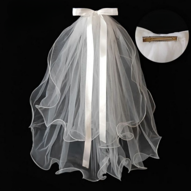 올어바웃하나 레이어 진주 웨딩베일, 1개