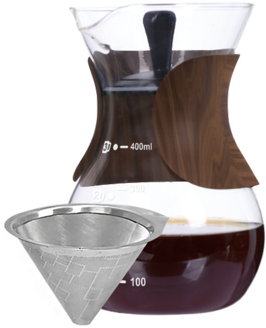 시노글라스 설렉트 스텐필터 핸드드립 세트 SW01, 서버 + 스텐필터 + 보호용그립 + 개폐뚜껑, 400ml, 1세트