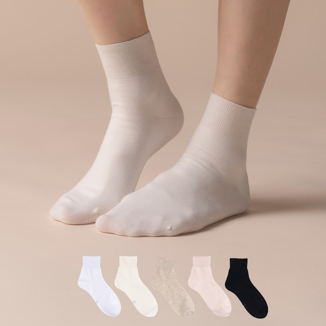 Sockpiens 女性用薄款40支夏季無壓迫無痕短襪 5入