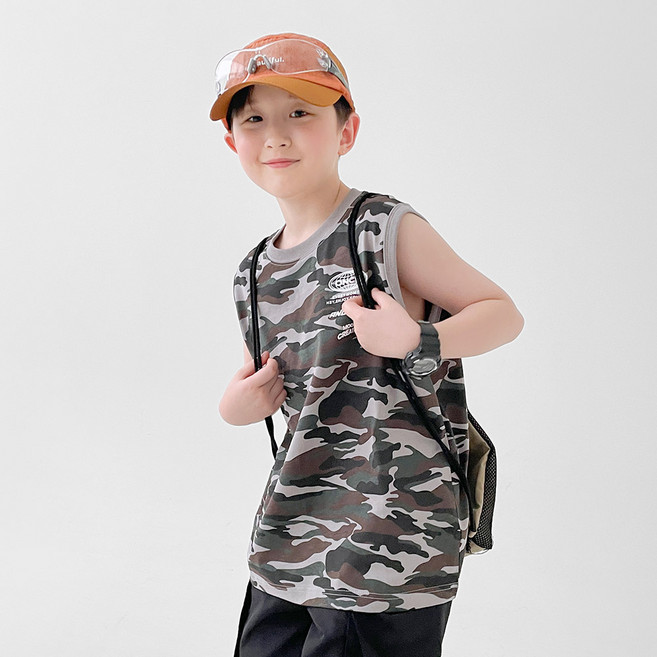 BerryCloset 兒童男童 鋼鐵部隊 迷彩 幼兒 夏季 無袖 背心 T恤