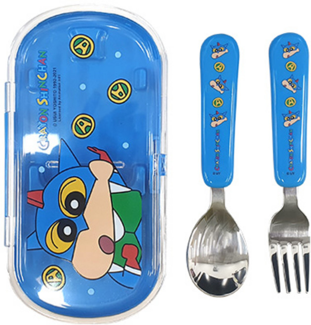 르번 짱구는못말려 미니 스푼 포크 케이스 세트, 혼합색상, 스푼 + 포크 + 케이스