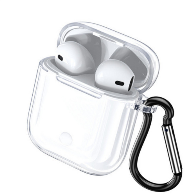 아이코어스 에어팟 1 / 2 세대 TPU 젤리 케이스 + 카라비너 세트, 투명(케이스), 랜덤발송(카라비너), 1개