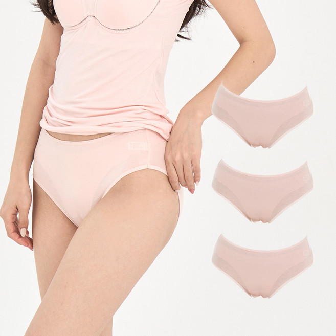 Shurane 女性透氣莫代爾日常三角內褲 SHW1700 3件組, 膚色