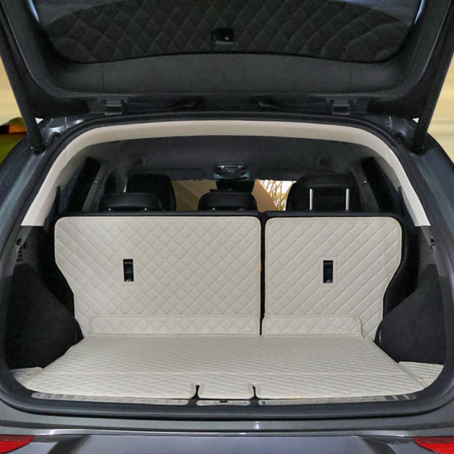 가죽 오염방지 차박 퀼팅 트렁크 매트 + 등받이 세트, 코튼 베이지, 제네시스 GV70