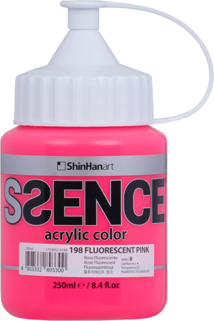 신한에쎈스 아크릴컬러 Bottle 물감 B 시리즈 플루어레슨트 핑크 198, 250ml, 1색