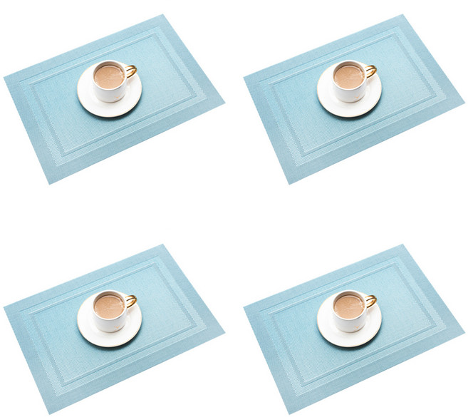 고급스러운 호텔 식탁 PVC 테이블 매트 4P, 스카이블루, 45 x 30 cm, 4개