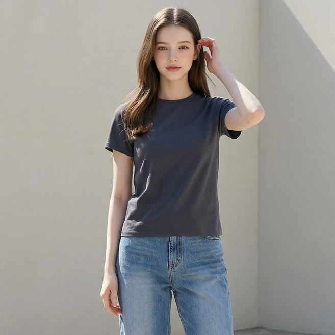 부루앤쥬디 여성용 에센셜 립모달 반팔 티셔츠 BOSETSE04A